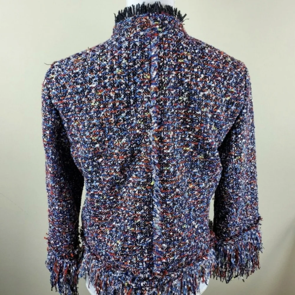Ann Taylor Confetti Tweed Fringe Jacket Blazer XS